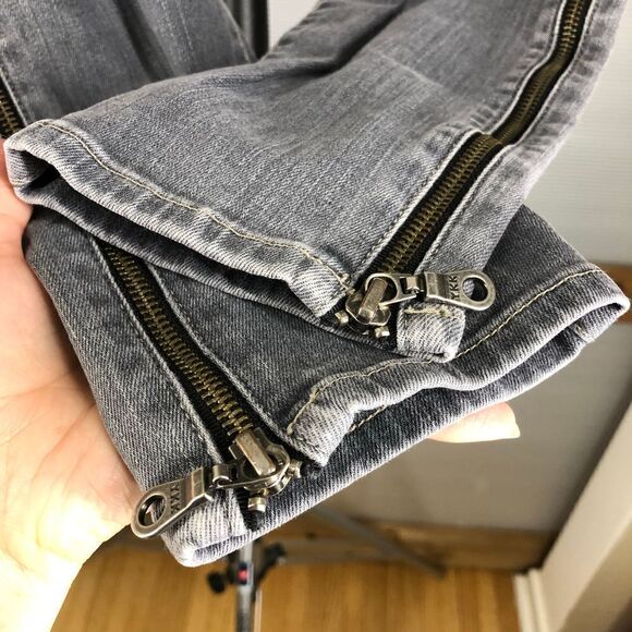 Sz 28- AG ADRIANO GOLDSCHMEID Camila Super Skinny Ankle Side Zipper Gray Jeans - Picture 5 of 8